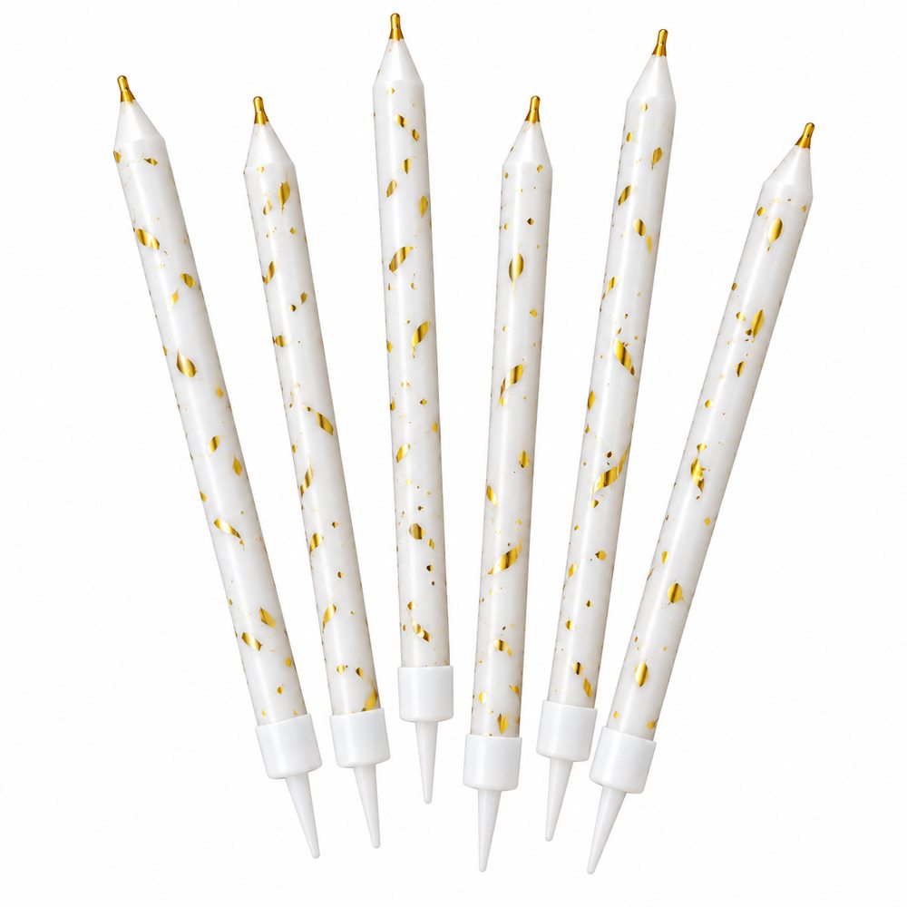 Bougies Blanches et Dorées – Lot de 6