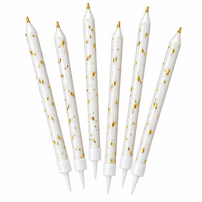 Bougies Blanches et Dorées – Lot de 6