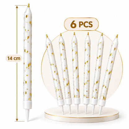 Bougies Blanches et Dorées – Lot de 6
