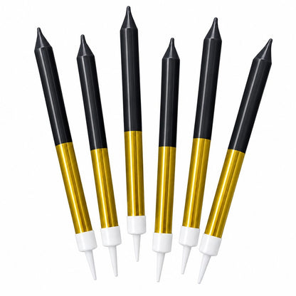 Bougies Noires et Dorées – Lot de 6