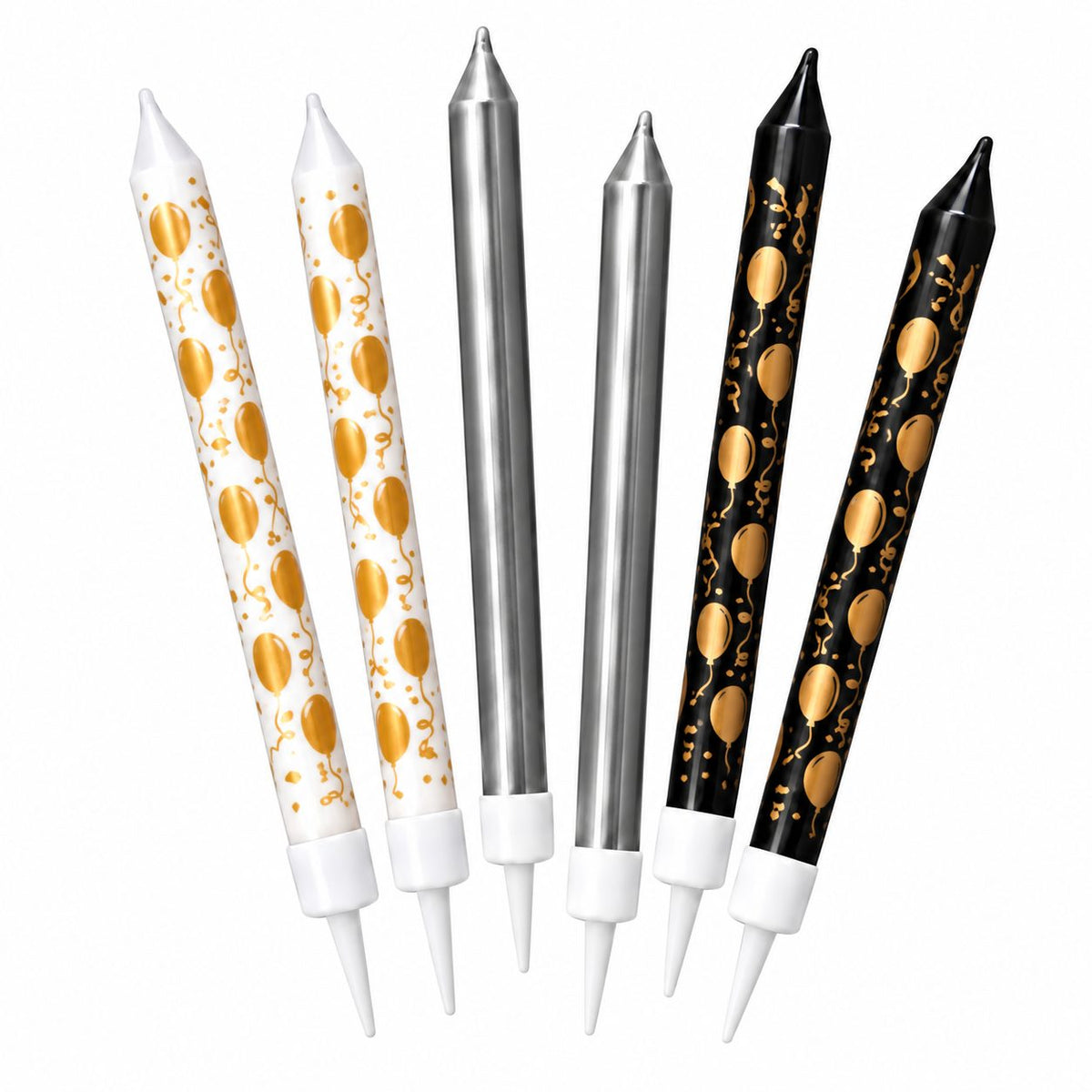 Bougies Assorties Blanc, Argent et Noir – Lot de 6