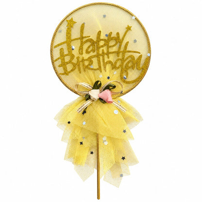 Cake Topper Happy Birthday – Jaune & Doré