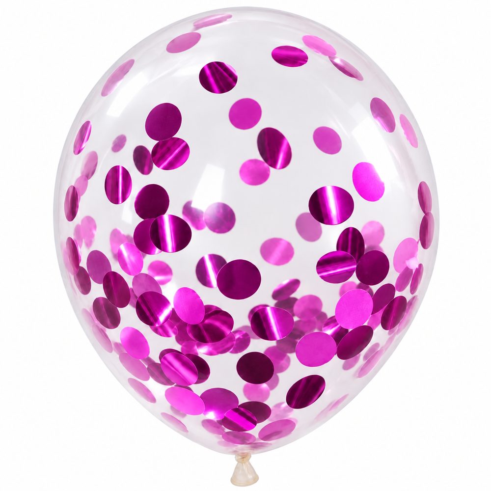 Ballons Transparents à Confettis Rose Fuchsia – Pack de 10