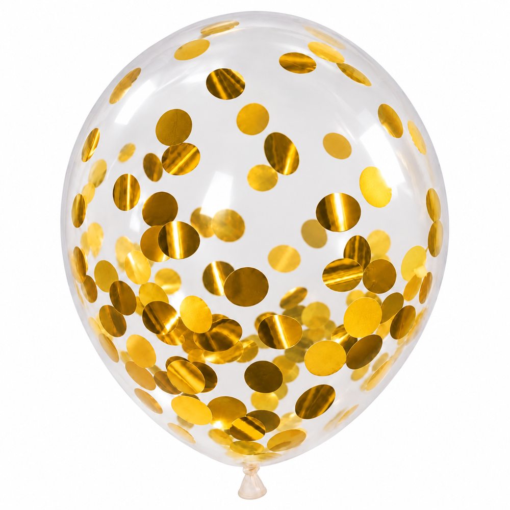Ballons Transparents à Confettis Dorés – Pack de 10
