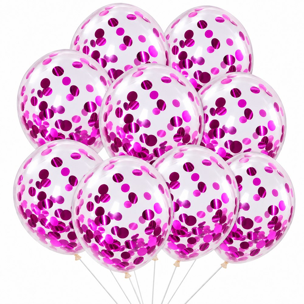 Ballons Transparents à Confettis Rose Fuchsia – Pack de 10