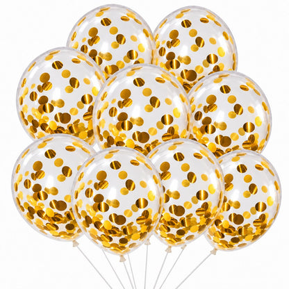 Ballons Transparents à Confettis Dorés – Pack de 10