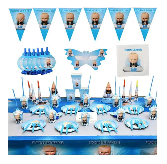 Pack Vaisselle Anniversaire Boss Baby - 101 Pièces