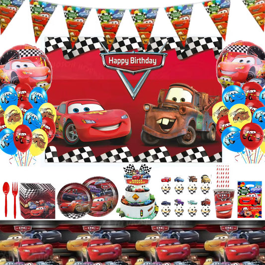 Pack Vaisselle Anniversaire Cars - 101 pièces