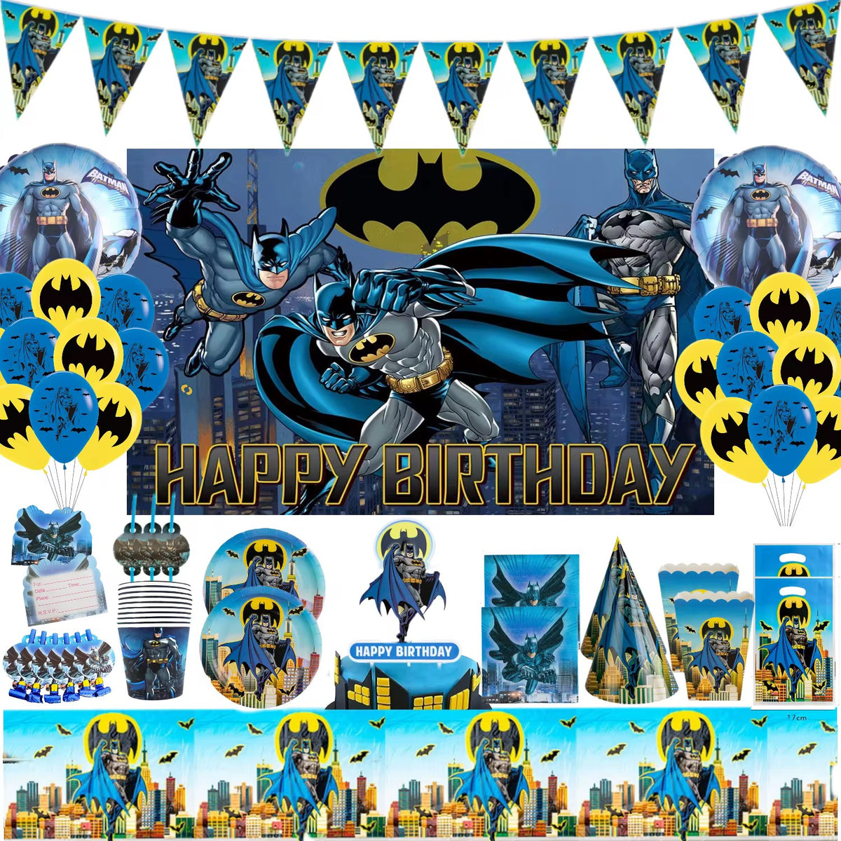 Titre : Pack Vaisselle Anniversaire Batman - 102 Pièces