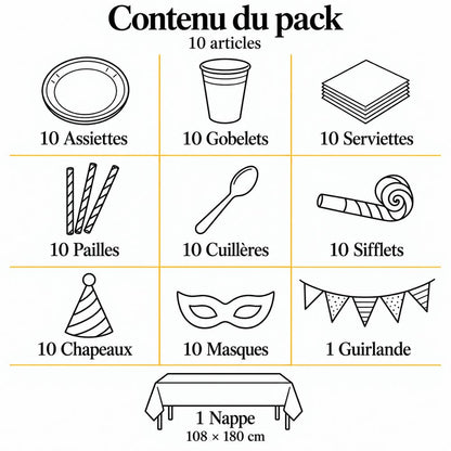 Titre : Pack Vaisselle Anniversaire Jungle - 82 Pièces