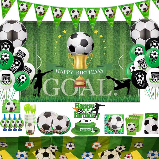 Titre : Pack Vaisselle Anniversaire Football – 92 Pièces
