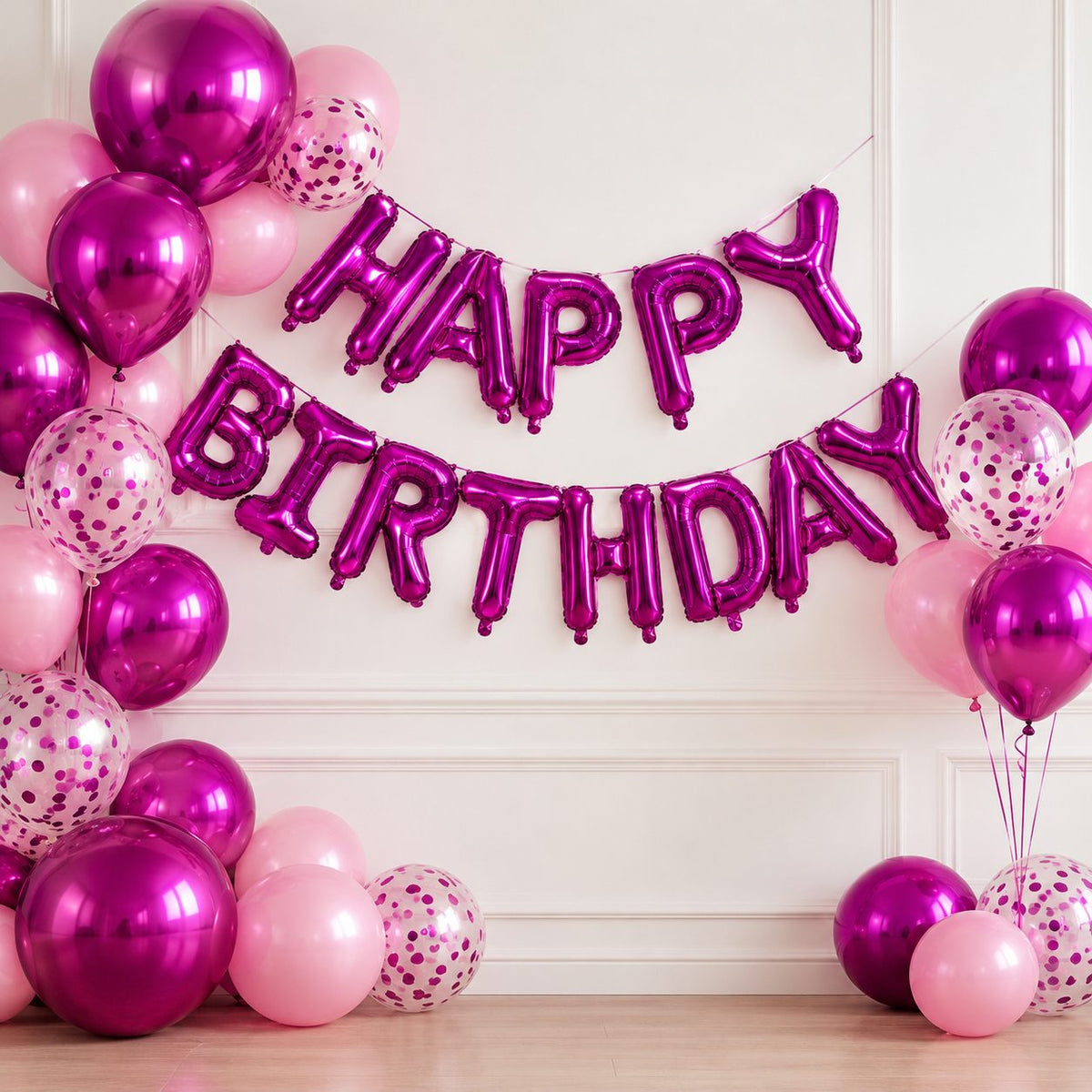 Kit Ballons Happy Birthday Fuchsia