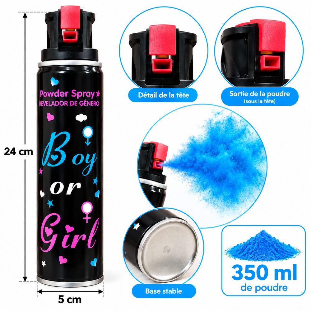 Spray Poudre Gender Reveal – 350 ml