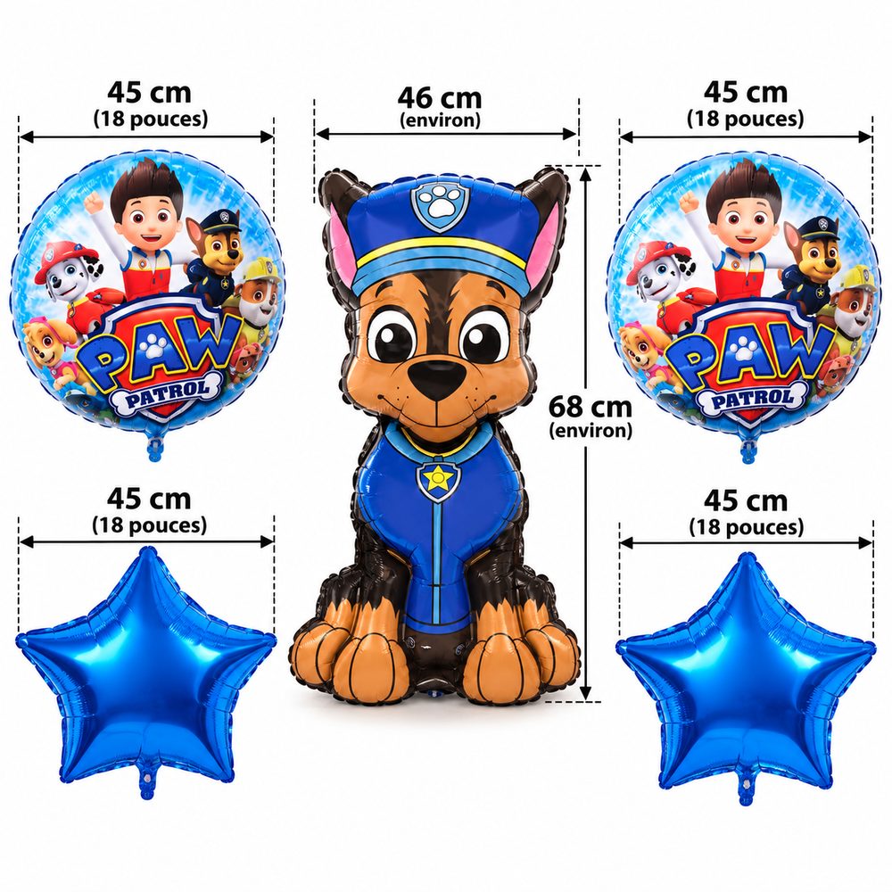 Pack Ballons La Pat’ Patrouille – 5 Pièces