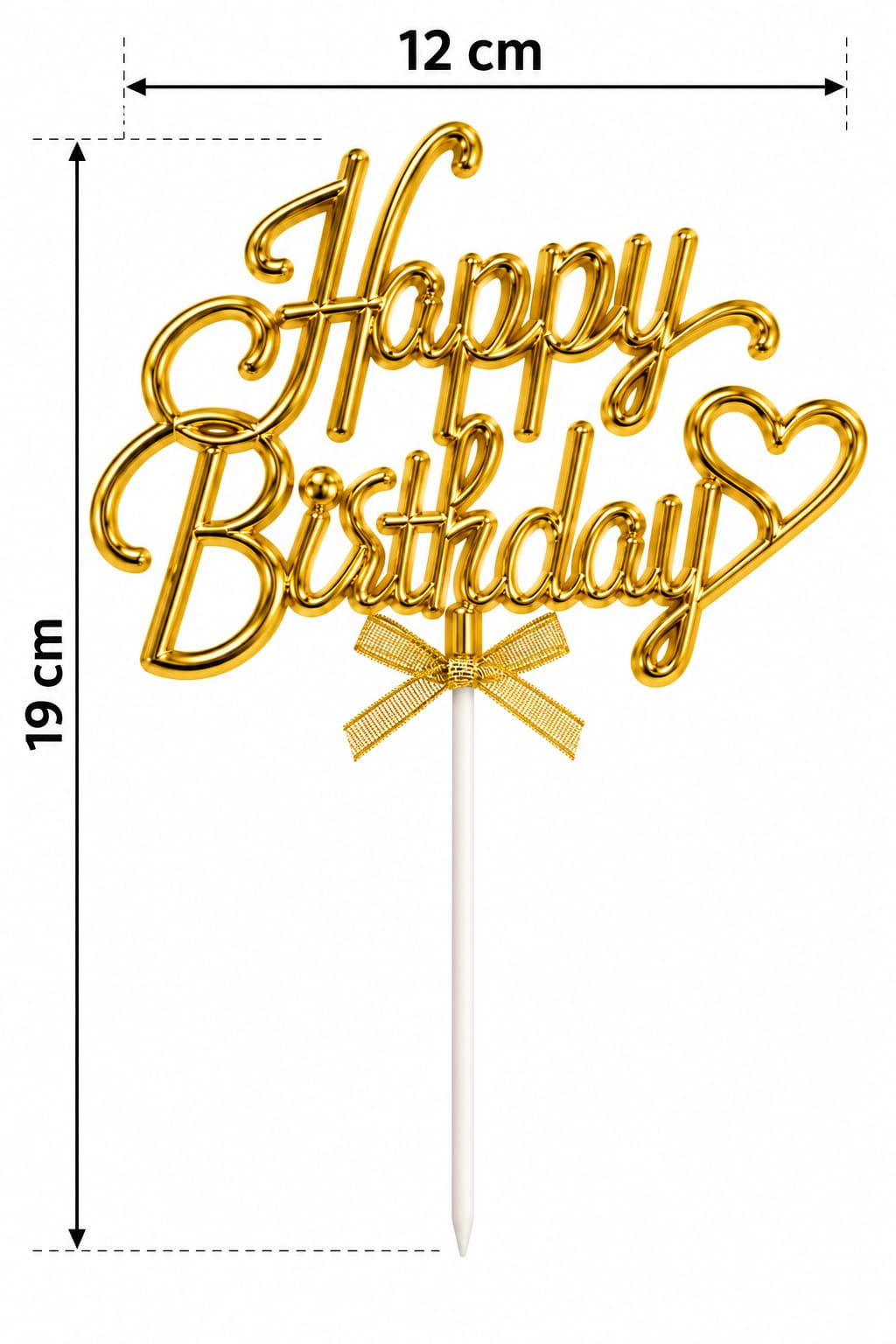 Cake Topper Happy Birthday Doré Métallisé