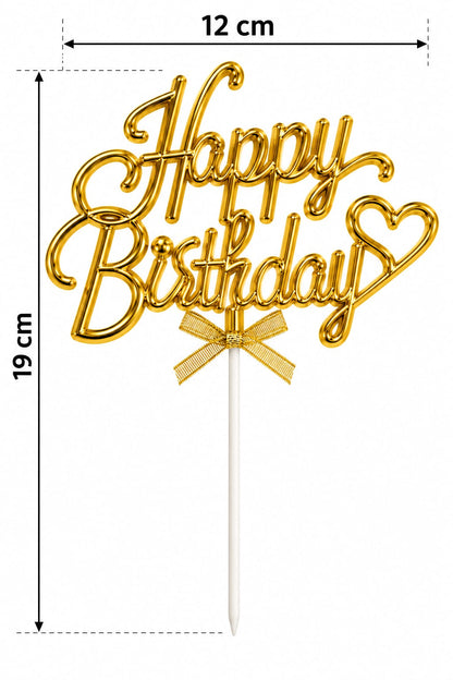 Cake Topper Happy Birthday Doré Métallisé