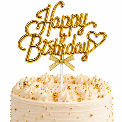 Cake Topper Happy Birthday Doré Métallisé