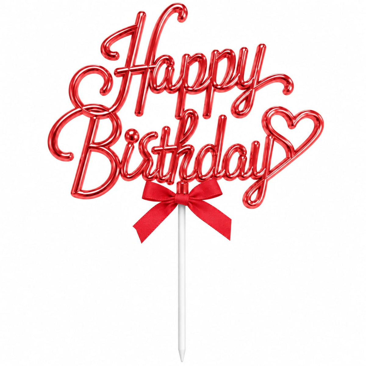 Cake Topper Happy Birthday Rouge Métallisé