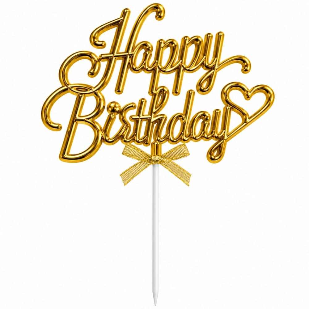 Cake Topper Happy Birthday Doré Métallisé