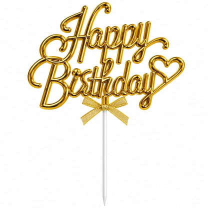 Cake Topper Happy Birthday Doré Métallisé