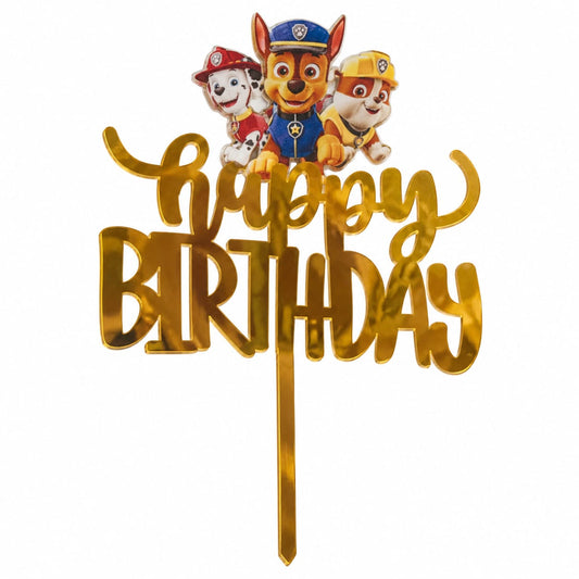 Cake Topper Happy Birthday La Pat’ Patrouille Doré