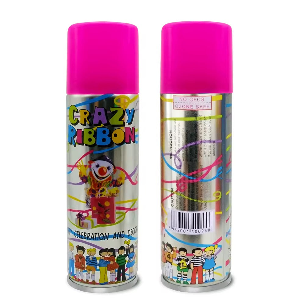 Spray Serpentins Multicolores Crazy Ribbon – Bombe Fête Anniversaire