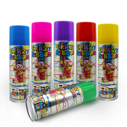 Spray Serpentins Multicolores Crazy Ribbon – Bombe Fête Anniversaire