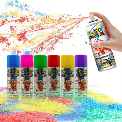 Spray Serpentins Multicolores Crazy Ribbon – Bombe Fête Anniversaire