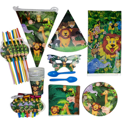 Titre : Pack Vaisselle Anniversaire Jungle - 82 Pièces