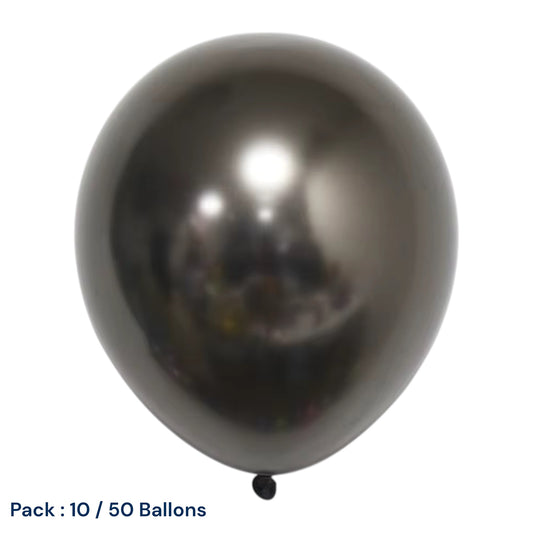 Pack Ballons Métallisé Noir – Décoration Fête
