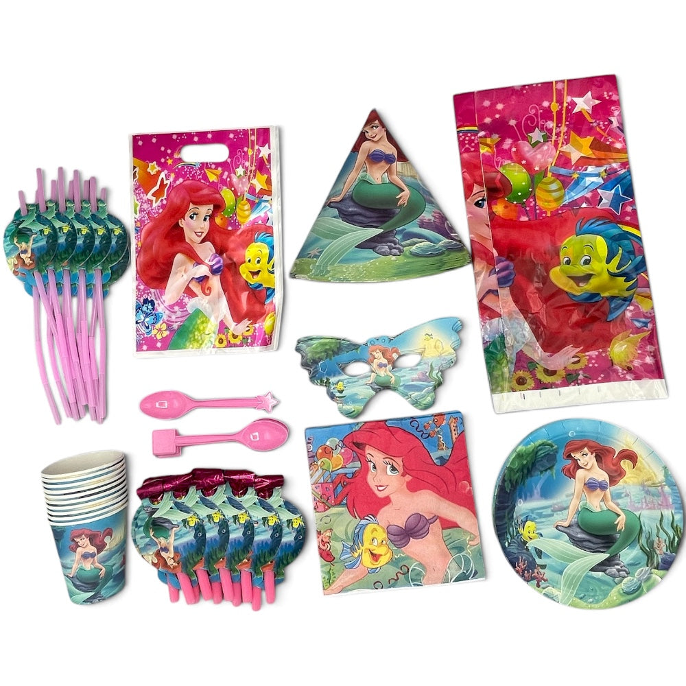 Pack Vaisselle Anniversaire La Sirène - 91 Pièces